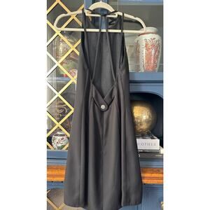 Vintage Reggio black cocktail high neck low back 80's 90's strappy LBD